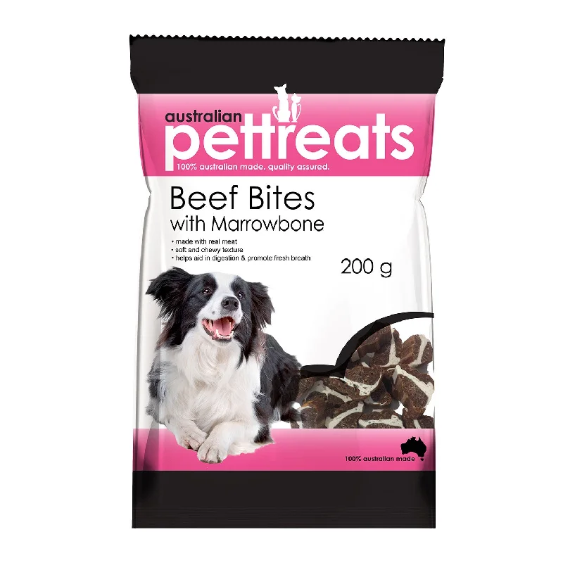 Australian Pet Treats Beef Bites with Marrowbone Dog Treats 200g