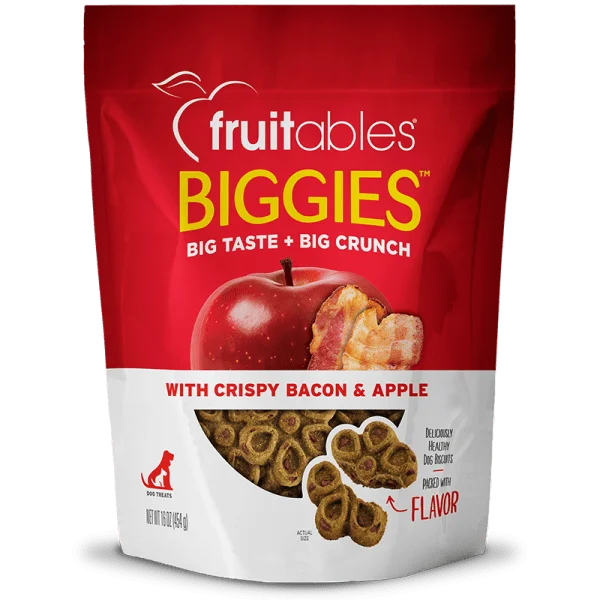 Biggies Crispy Bacon & Apple Dog Treats 454 g - Fruitables