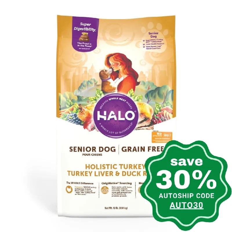 Halo - Grain-Free Dry Dog Food For Senior - Holistic Turkey, Turkey Liver & Duck Recipe - 4lb