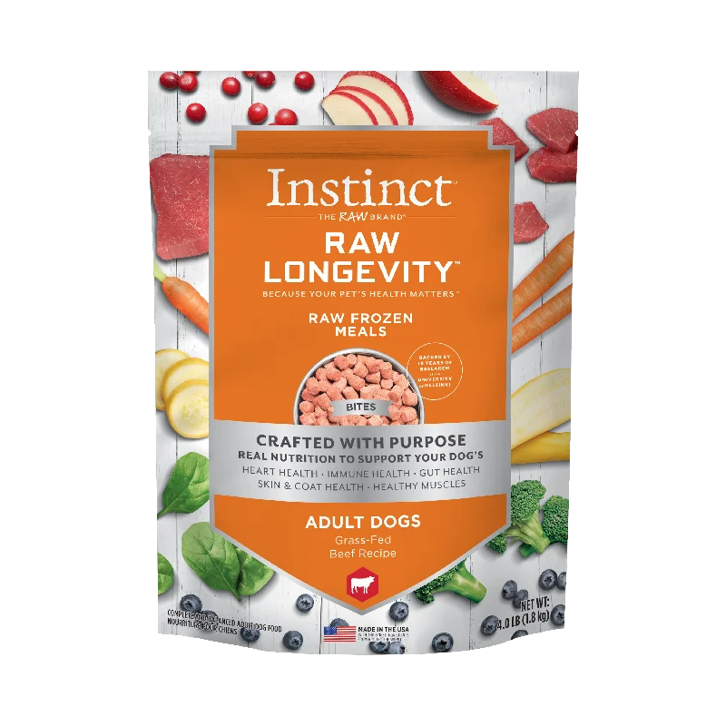 Instinct Longevity Frozen Bites Grass-Fed Beef Recipe For Adult Dogs