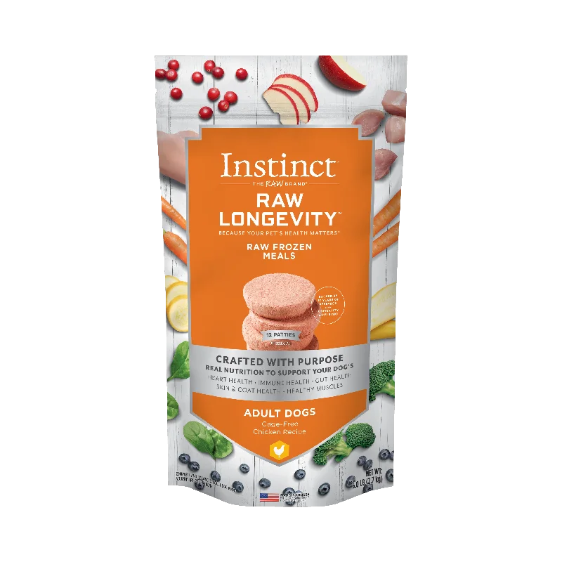 Instinct Longevity Frozen Patties Cage-Free Chicken Recipe For Adult Dogs