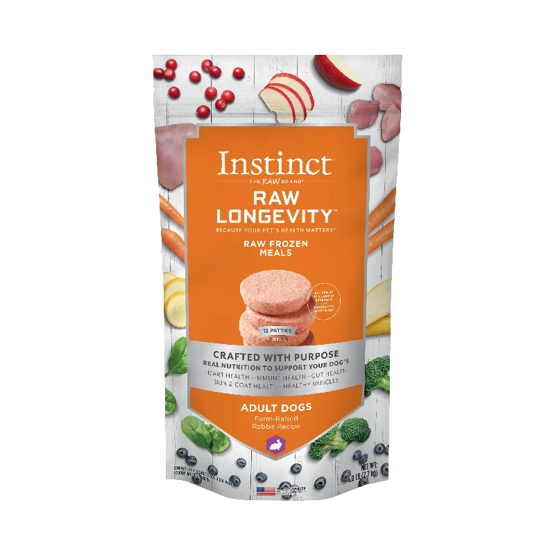 Instinct Longevity Frozen Patties Farm-Raised Rabbit Recipe For Adult Dogs