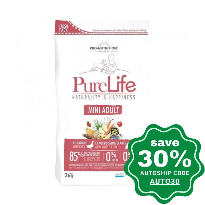 Pro-Nutrition Flatazor - PureLife - Mini Adult Dry Dog Food - Duck & Whitefish - 2KG (Min. 3 Packs)