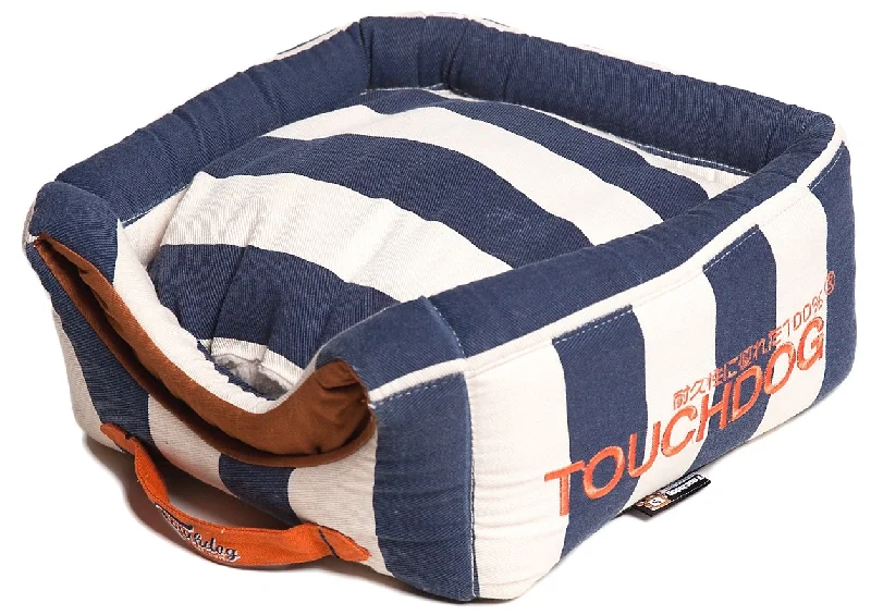 Touchdog® Polo-Striped 2-in-1 Collapsible Dog House Bed