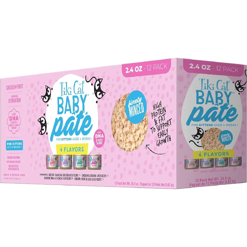 Canned Cat Food - BABY Pâté - Variety Pack For Kittens - 2.4 oz can, case of 12