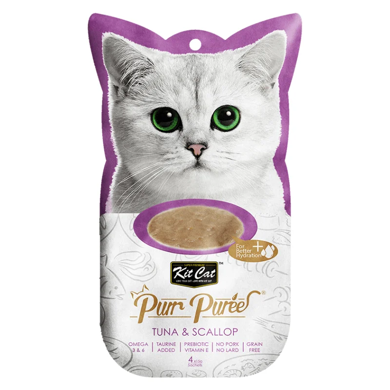 Cat Treat - Purr Purée - Tuna & Scallop - 15 g sachet, pack of 4