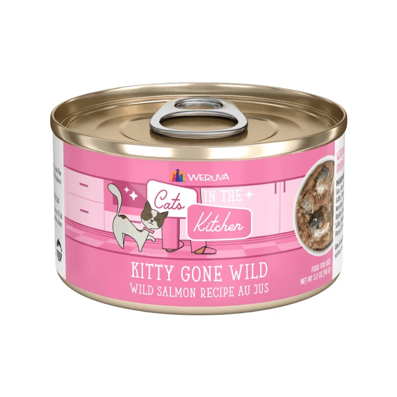 Canned Cat Food - Cats in the Kitchen - Kitty Gone Wild - Wild Salmon Recipe Au Jus